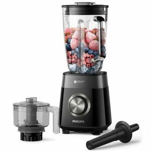 Blender Philips HR3032/00 Seria 5000, 1200 W, Lame noi ProBlend Plus, Vas din sticla cu nervuri, 3 viteze plus Impuls, Lame detasabile, capacitate 2 litri, Accesoriu tocator (Negru) imagine