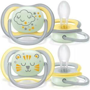 Set 2 suzete Philips-Avent SCF376/01, ultra air pacifier 18+ luni, Ortodontice, fara BPA, fosforescente, Tigru/Nor imagine