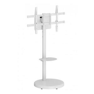 Stand TV mobil pe roti Techly ICA-TR55, raft pentru dispozitive multimedia, 37 - 86 inch, reglabil (Alb) imagine