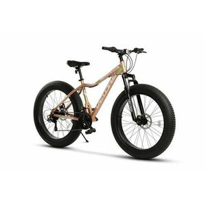 Bicicleta Fat-Bike Velors Mars V2605, Schimbator Shimano Tourney, 21 Viteze, Roti 26 Inch, Frane pe Disc (Maro) imagine