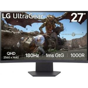 Monitor Gaming VA LED LG 27inch 27GS60QX-B, QHD (2560 x 1440), HDMI, DisplayPort, Ecran curbat, 180 Hz, 1 ms (Negru) imagine