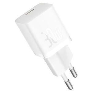 Incarcator Retea USB-C Baseus GaN5S, 30 W, 3 A, USB-C, Cablu USB-C (Alb) imagine