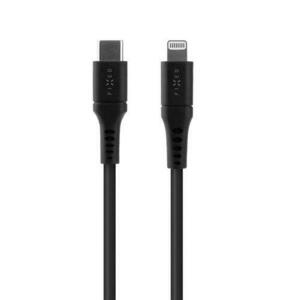 Cablu pentru incarcare si date Liquid FIXED din silicon, conectori USB-C/Lightning, suport PD, 1, 2 m, MFI (Negru) imagine