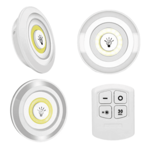 Set 3 lampi led wireless cu telecomanda 9 x 2 cm Albe imagine