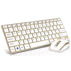 Set Tastatura si Mouse wireless design compact si elegant culoare Gold Andowl Q K3940 imagine