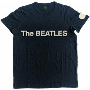 The Beatles Tricou Logo & Apple App Slub Unisex Albastru Navy M imagine