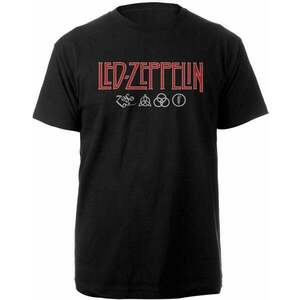 Led Zeppelin Tricou Logo & Symbols Unisex Black M imagine