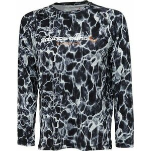 Savage Gear Tricou Night UV Long Sleeve T-Shirt Black Waterprint M imagine