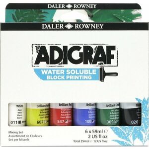 Daler Rowney Adigraf Block Printing Water Soluble Colour Culoare pentru linogravură 6 x 59 ml imagine