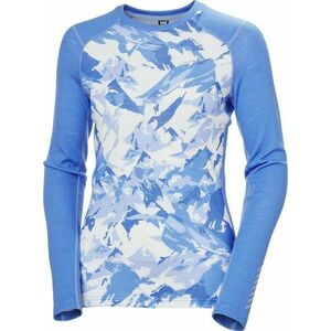 Helly Hansen Women’s LIFA Merino Midweight Graphic Long-Sleeve Crew Ultra Blue Mountain Camo L Lenjerie termică imagine