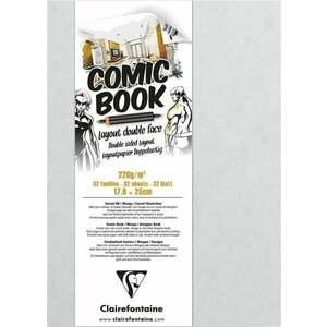 Clairefontaine Comic Book Layout Double Sided Paper Carnete de Schițe 17, 6 x 25 cm 220 g imagine