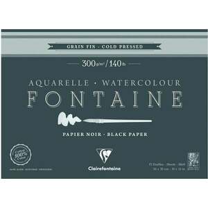 Clairefontaine Fontaine Black Cold-Pressed Glued Pad On 4 Sides Carnete de Schițe 26 x 36 cm 300 g imagine