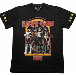 Kiss Tricou Love Gun Stars Unisex Black 2XL imagine