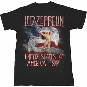 Led Zeppelin Tricou Stars N' Stripes USA '77. Unisex Black 2XL imagine