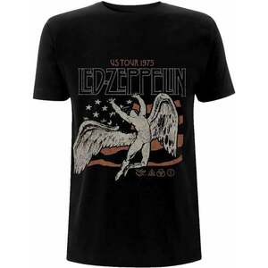 Led Zeppelin Tricou US 1975 Tour Flag Unisex Black 2XL imagine