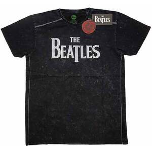 The Beatles Tricou Drop T Logo Snow Wash Unisex Black S imagine