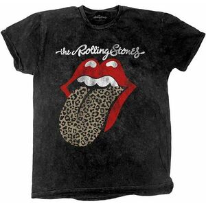 The Rolling Stones Tricou Leopard Tongue Unisex Black XL imagine