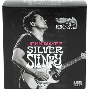 Ernie Ball John Mayer Silver Slinky Nickel Wound Electric Guitar Strings 6 Pack Corzi chitare electrice imagine