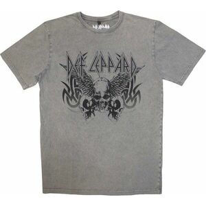 Def Leppard Tricou Tribal Skull Stone Wash Unisex Gri S imagine