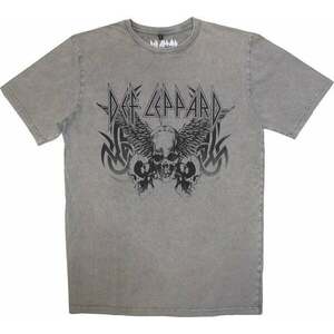 Def Leppard Tricou Tribal Skull Stone Wash Unisex Gri L imagine