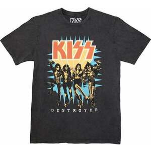 Kiss Tricou Destroyer 3D Logo Stone Wash Unisex Gri cărbune L imagine