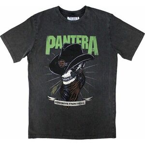 Pantera Tricou Skeleton Cowboy Stone Wash Unisex Gri cărbune S imagine