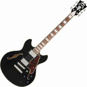 D'Angelico Premier Mini DC Negru Solid Chitară semi-acustică imagine