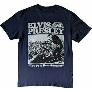 Elvis Presley Tricou Heartbreaker Unisex Albastru Navy M imagine