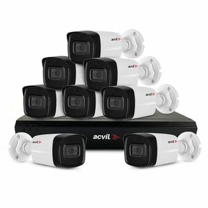 Sistem supraveghere exterior basic Acvil Pro Starlight ACV-B8EXT80-2MP-A, 8 camere, 2 MP, IR 80 m, 3.6 mm, audio prin coaxial, microfon imagine