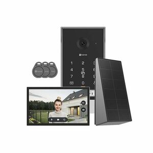 Sistem videointerfon Wi-Fi wireless cu panou solar si sonerie EZVIZ CS-EP7-3MP-SP, 3 MP, 2.0 mm, IR 5 m, 7 inch, 2600 mAh, PIN , RFID, slot card, aplicatie mobila imagine