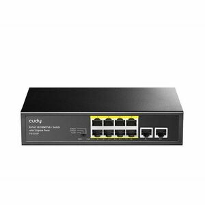 Switch cu 8 porturi Cudy FS1010P, 8 iesiri PoE, 2 porturi uplink, 10/100 Mbps, 120W, fara management imagine