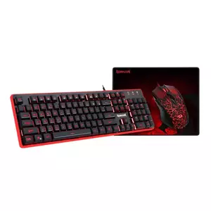 Kit Gaming Tastatura Mouse & Mousepad Redragon S107 Red/Black imagine