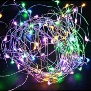 Instalatie Craciun Liniara 10 m cu Baterii Multicolor 100 LED fir Cupru imagine