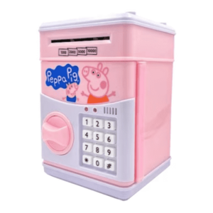 Pusculita pentru copii cu functie ATM cod pin si seif Roz/Alb Peppa Pig imagine