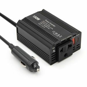 Invertor de Putere Auto Techstar® 150W - 12V DC la 220V AC, cu Porturi USB-C si USB-A pentru Incarcare Rapida imagine