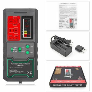 Detector Tester de Relee Auto Wireless Techstar® CNBJ-722, pentru 12V/24V , Compatibil cu Relee 4 si 5 Pini, Afisaj Digital, LED Integrat imagine