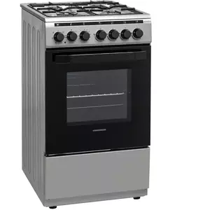 Aragaz mixt Heinner HFSC-V60LITGC-SS, 4 arzatoare gaz, Dispozitiv de siguranta plita, Aprindere electrica, Cuptor electric, Timer, Grill, Clasa A, 50 cm, Inox imagine