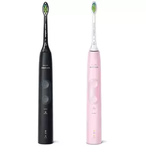 Set 2 Periute de dinti electrice PHILIPS Sonicare Protective Clean 4500 HX6830/35, 2 programe, 62000 miscari/min, 2 capete, negru/roz imagine