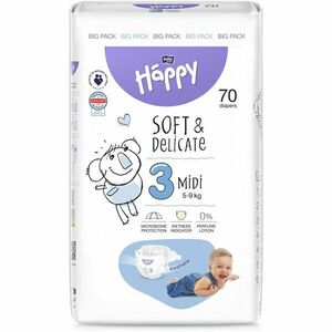 Scutece Happy Soft&Delicate Midi, Marimea 3, 70 buc imagine