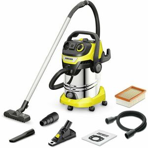 Aspirator umed-uscat Karcher WD 6 P S V-30/6/22/T, 1.628-382.0, Aspirare umeda si uscata, rezervor de 30L din otel inoxidabil, furtun de 2.2m, 1300W, functie de curatare a filtrelor, include dispozitiv de prindere a prafului, Galben/Negru/Metal imagine