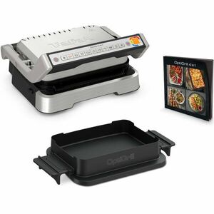 Gratar electric Tefal OptiGrill 4 in 1 GC774D30, 2100W, 9 programe de gatire automate, tava pentru cuptor, tavi detasabile cu invelis antiaderent, argintiu & negru imagine