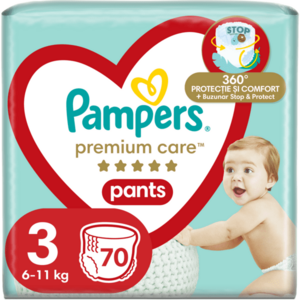 Scutece-chilotel Pampers Premium Care Pants Mega Box, Marimea 3, 6-11 kg, 70 buc imagine