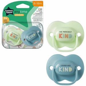 Suzeta Tommee Tippee Anytime, design ortodontic simetric, fara BPA, include cutie de sterilizare, 6-18 luni, 2 buc, verde albastru imagine