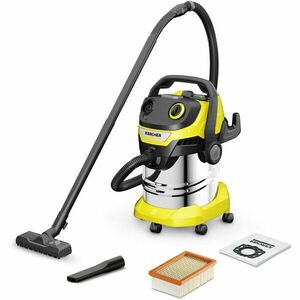 Aspirator multifunctional Karcher WD 5 S V-25/5/22, 1100 W, aspirare umeda si uscata, 25 l rezervor, furtun 2.2 m, functie de suflare, galben/negru imagine