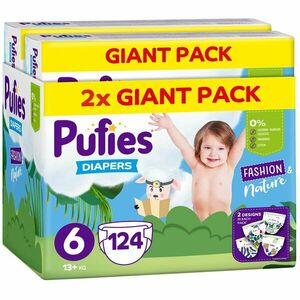 Scutece Pufies Fashion&Nature, Marimea 6, Giant Pack, 13+ kg, 124 buc imagine