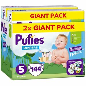 Scutece Pufies Fashion&Nature, Marimea 5, Giant Pack, 11-16 kg, 144 buc imagine