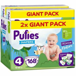 Scutece Pufies Fashion&Nature, Marimea 4, Giant Pack, 9-14 kg 168 buc imagine