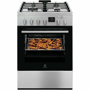 Aragaz Electrolux LKK660220X, Mixt, 4 arzatoare , Siguranta plita, Aprindere integrata, Cuptor electric, Plus Steam, AirFry, Timer, Grill electric, Clasa A, 60 cm, Inox imagine