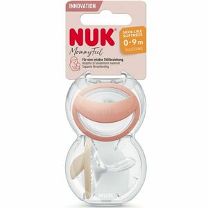 Suzeta Mommyfeel Nuk, Silicon, 0-9 Luni, Speciala Pentru Copii Alaptati, Forma Ortodontica, Set 2Buc/Cutie, Rosu/Crem imagine