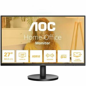 Monitor AOC, 27, IPS, 4K, UHD, 60Hz, 4ms, HDR10, FlickerFree, Boxe 2W x 2, HDMI, DisplayPort, U27B3A, Negru imagine